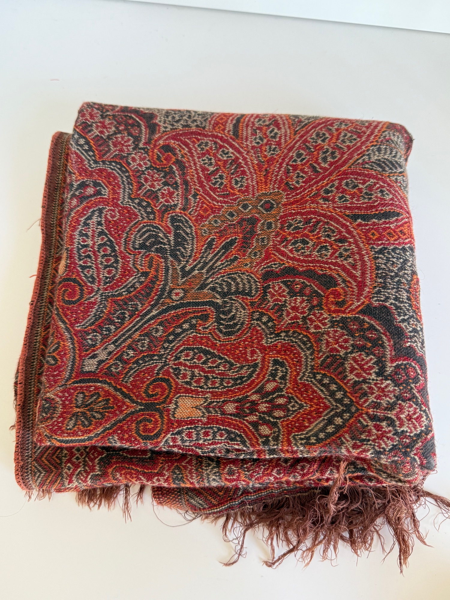 Vintage Antieke Rode Paisley Doek image 5