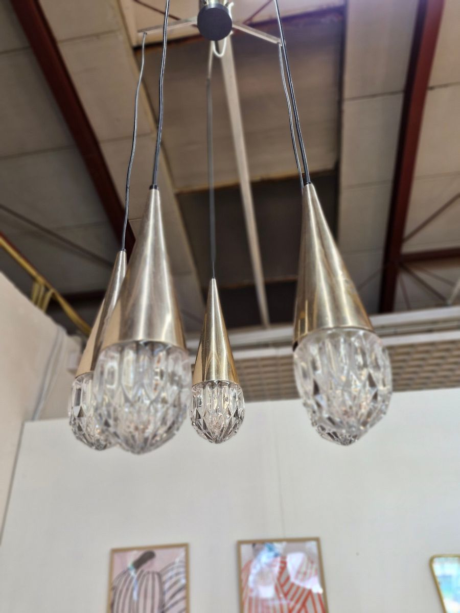 Vintage Hanglamp / Luster Iceglas Kaiser Leuchten image 9