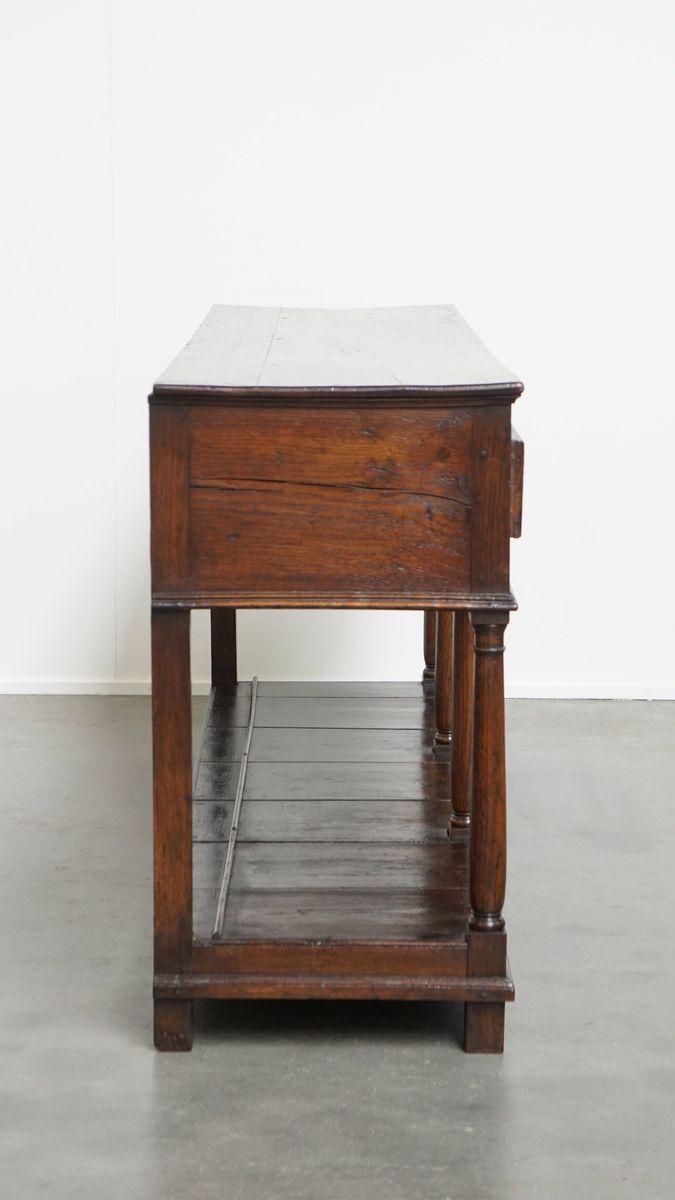 Prachtige Antieke Engelse Double Based Side Table/ Dressoir Van Eikenhout image 2