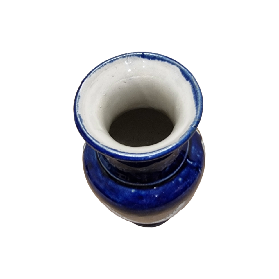 Vintage Franse Keramieken Kobalt Blauwe Vaas image 6