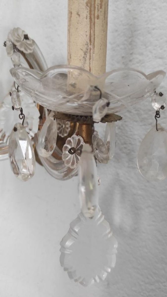 Vintage Brocante Wandlamp Met Glazen Pegels image 3