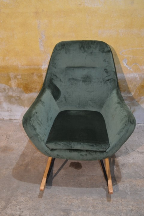 Jannis Schommelstoel Groen Met Metalen Frame En Stoffen Bekleding image 4