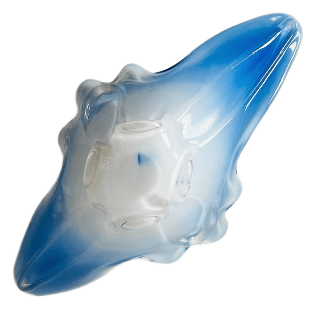 Vintage Xl Murano Glas Schaal Blauw Wit Helder Glas Mid-century 1970’s image 9