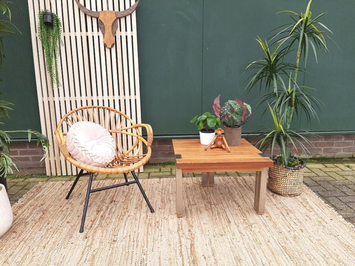 Teakhouten Bijzettafel 60 X 60 Plantentafel Salontafel image 12
