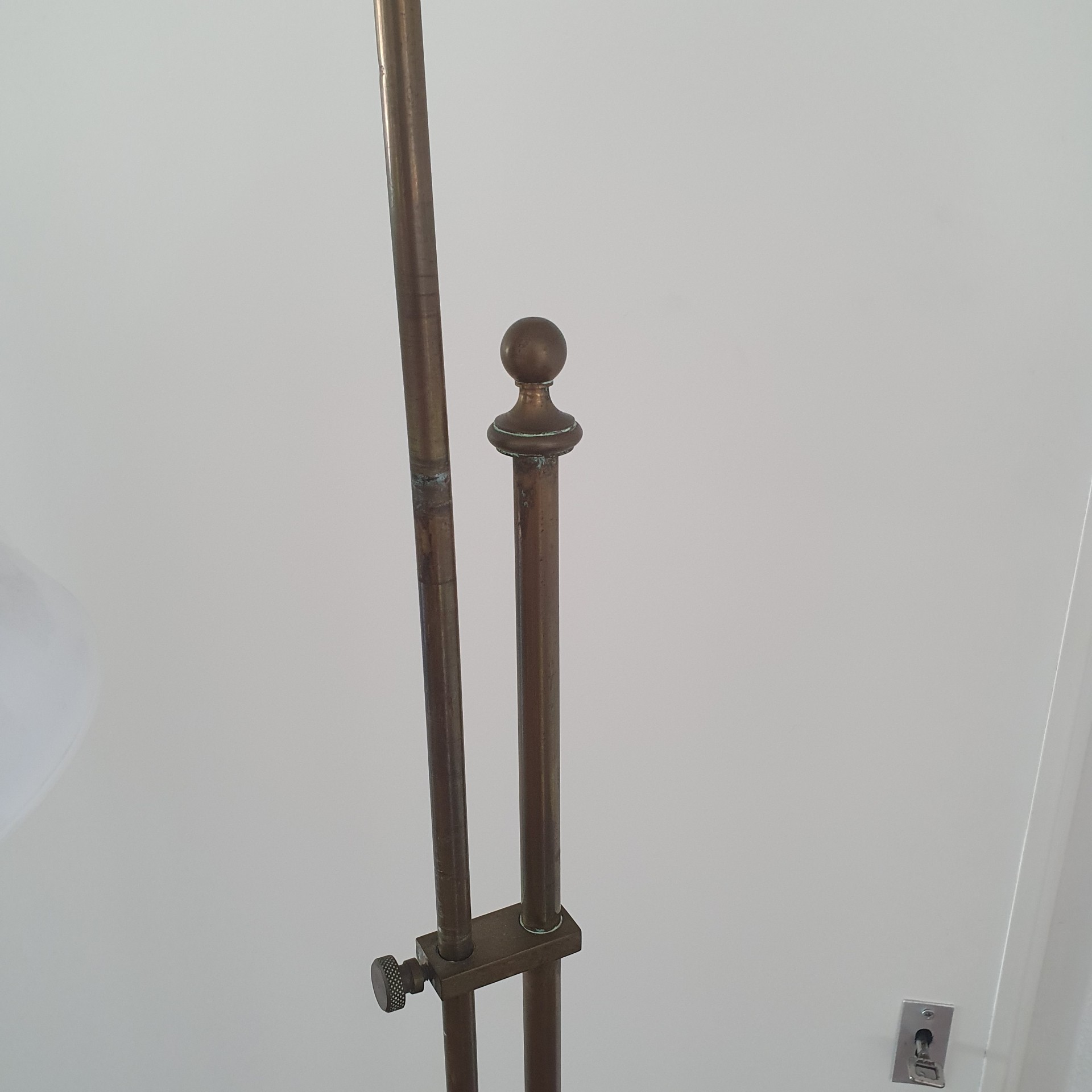 Vintage - Vloerlamp - Staande Lamp - Koper - Opaline Kap image 9