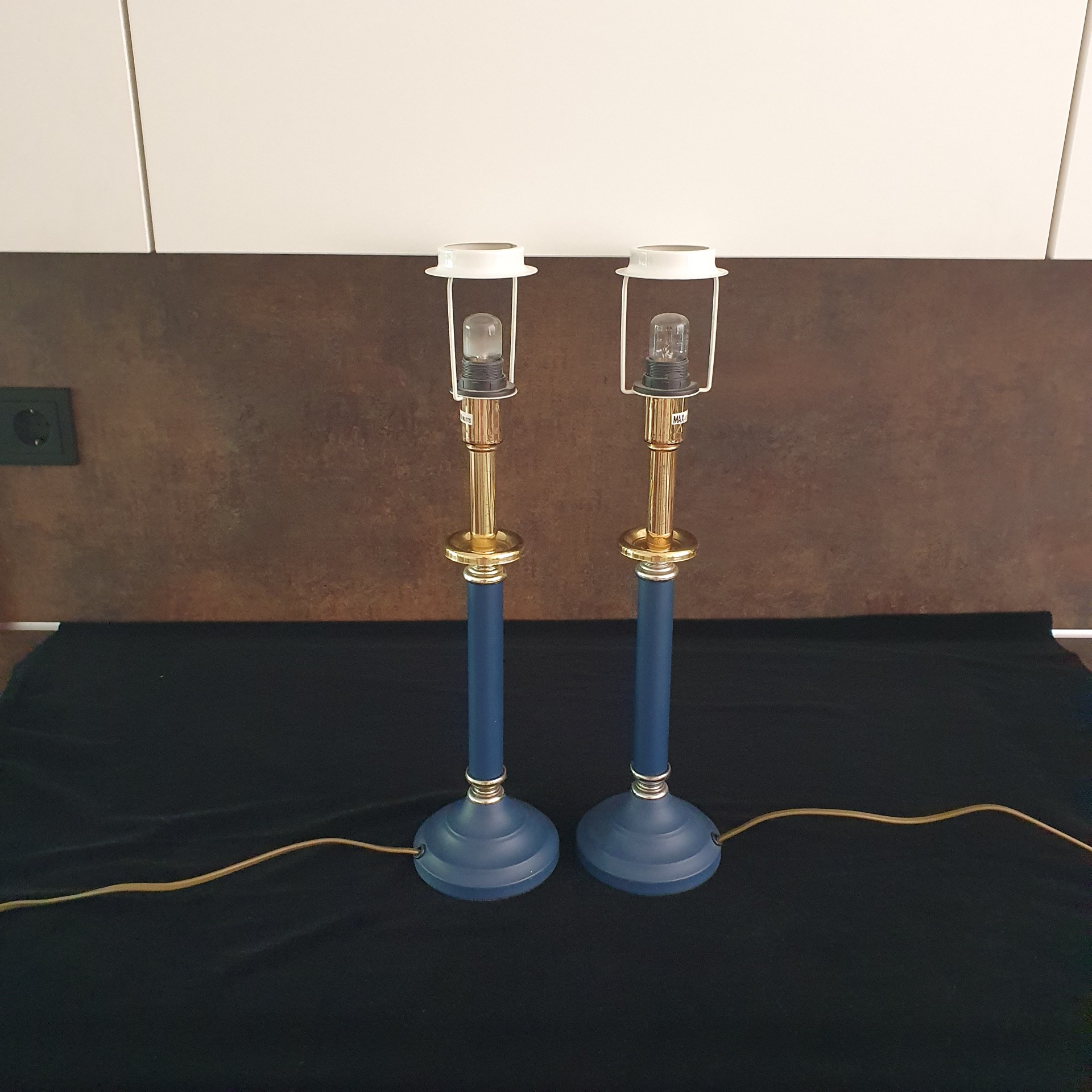 Tafellamp - Bedlamp - Kastlamp - Blauw - Metaal - Met Kap - 2 Stuks. image 8