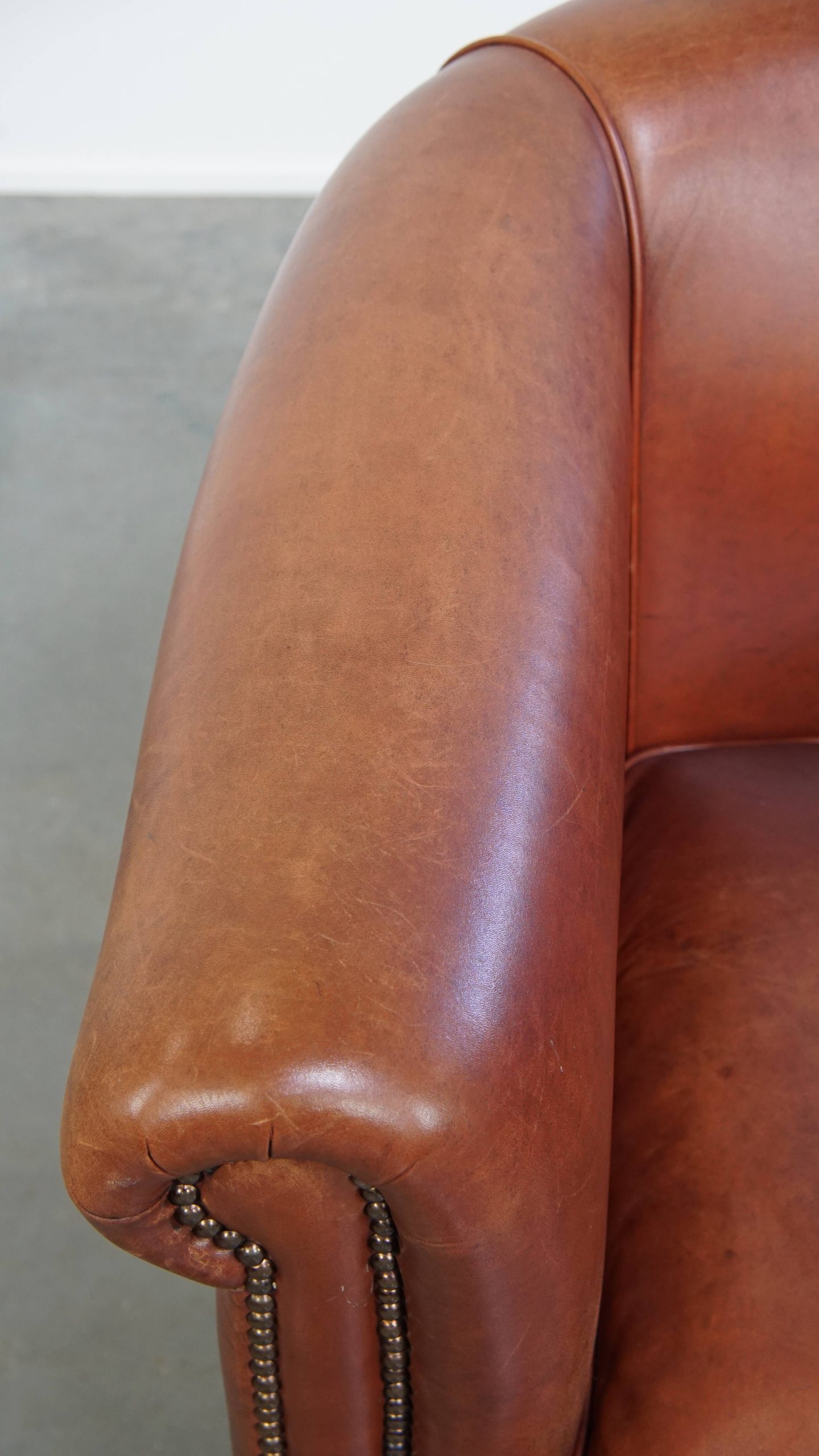 Nette, In Goede Staat Verkerende Rundleren Clubfauteuil In Een Mooie Cognac Kleur image 6