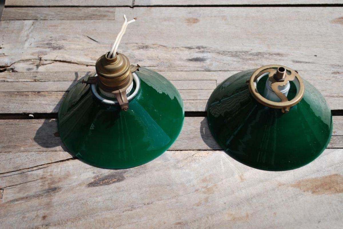 Antieke Groene Hanglampjes Glas image 2