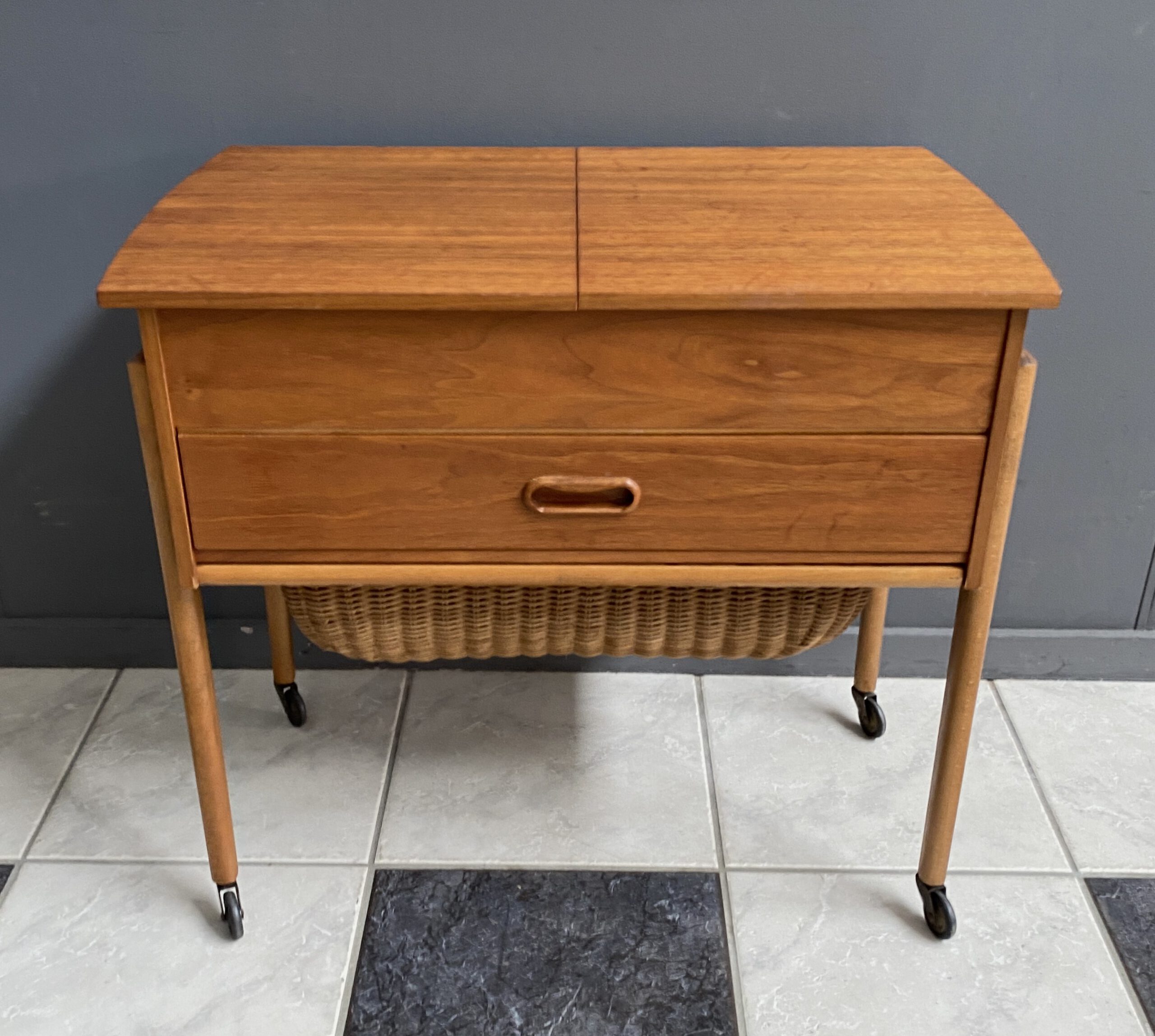 Teak Sewing Box Table Danish 1960S image 4
