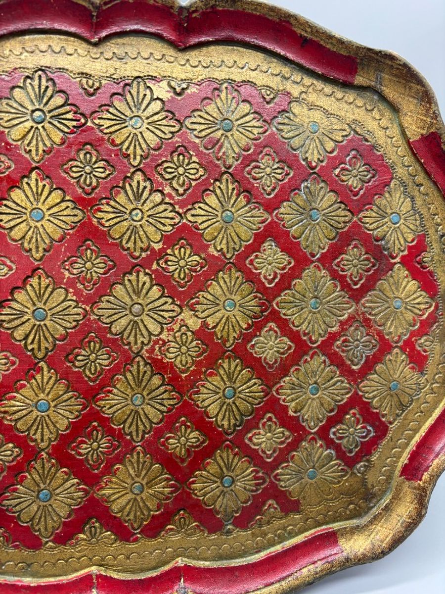 Florentijns Vintage Dienblad Rood/goud 60's image 4