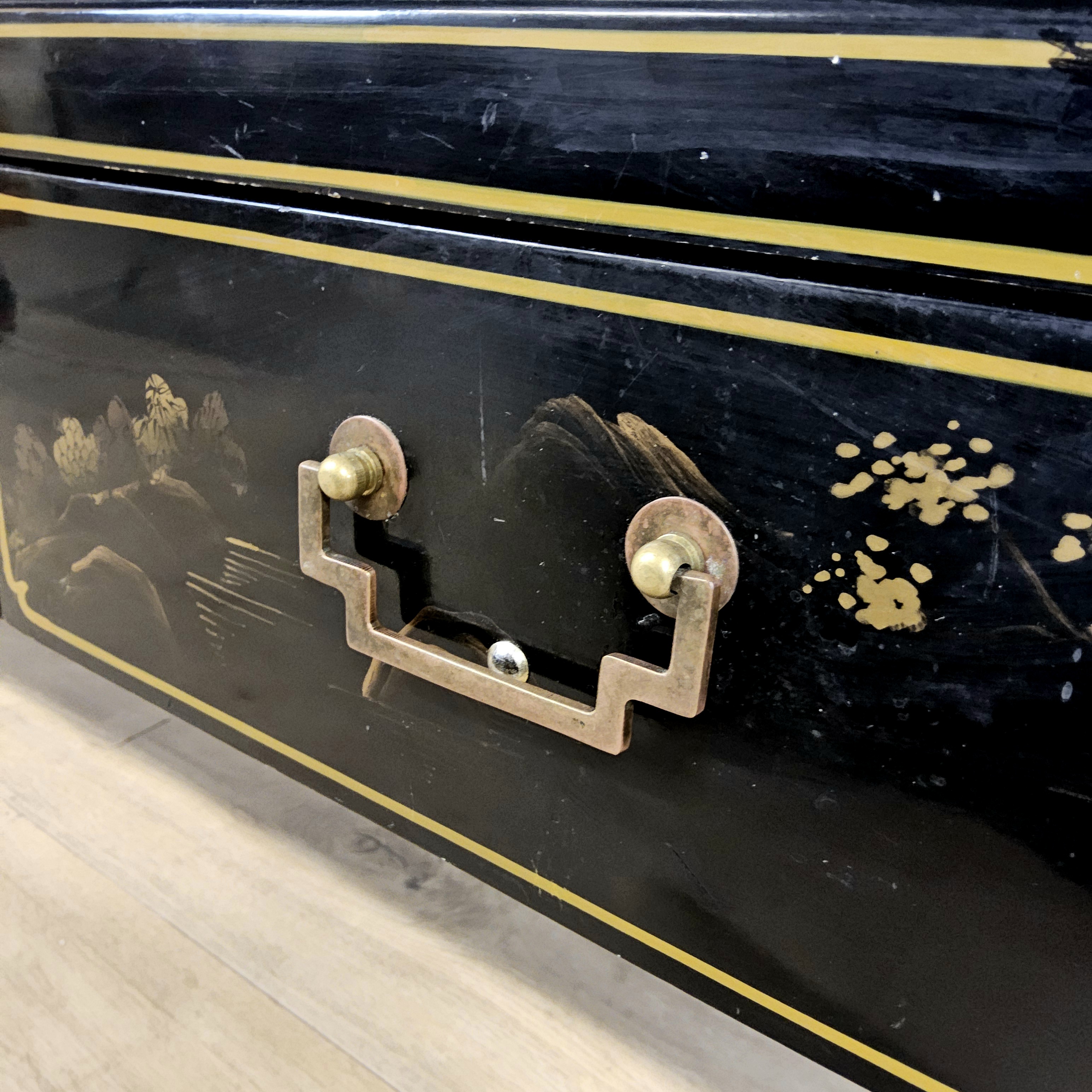 Vintage Chinese Salontafel / Oosterse Koffietafel (lakmeubel) Chinoiserie /traditioneel Tafereel image 9