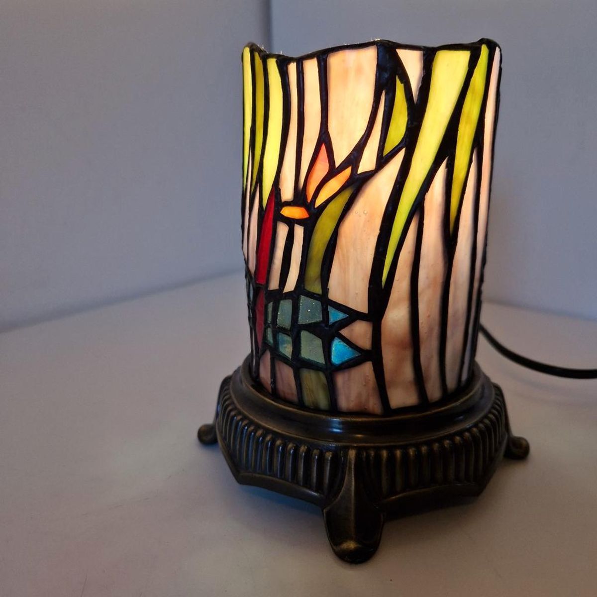 Vintage Glas In Lood Lamp Libelle Tiffany Stijl Lamp image 3