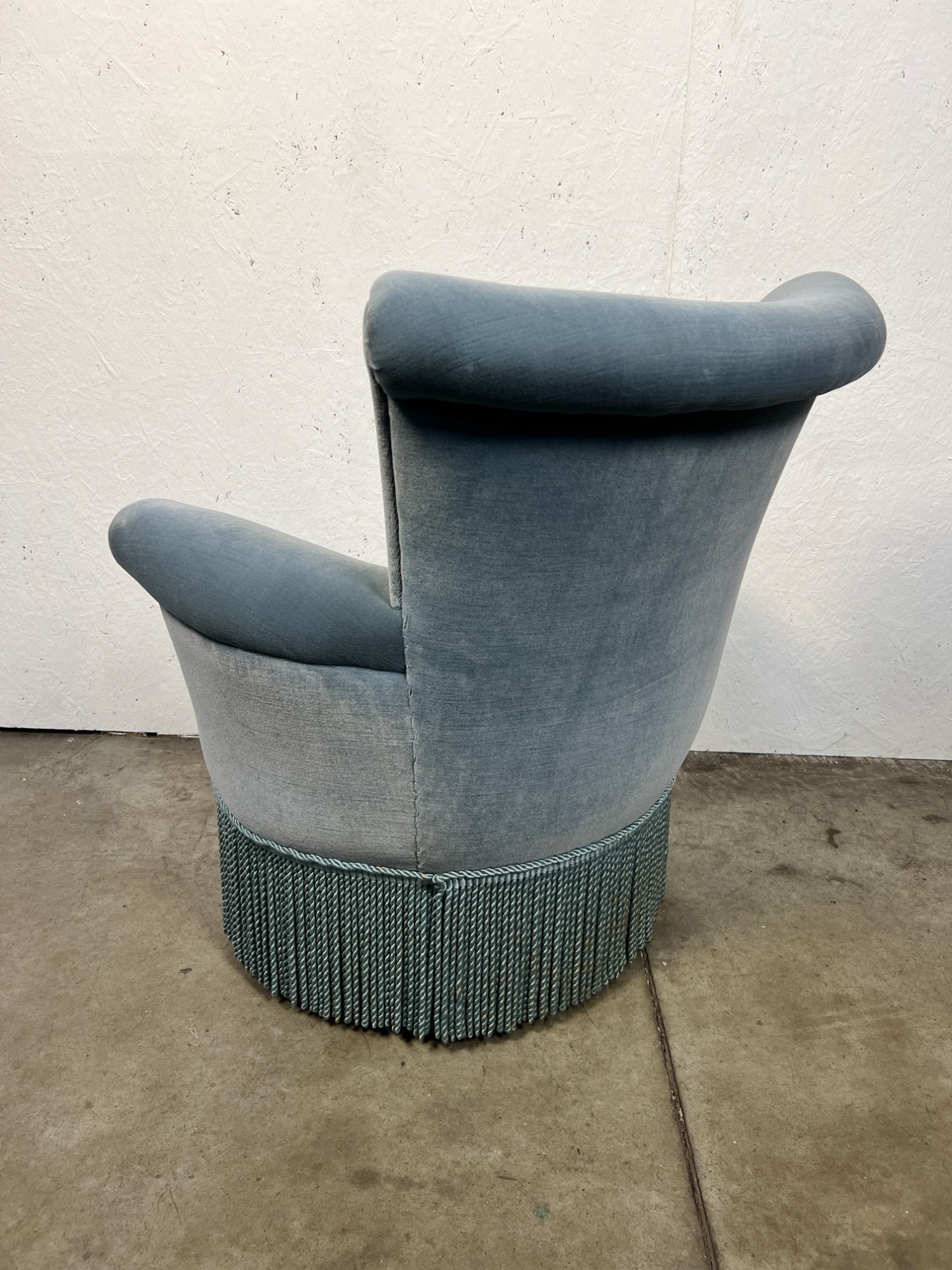 Vintage Cocktailstoel, Frankrijk 1960's, Blauw Velours image 9