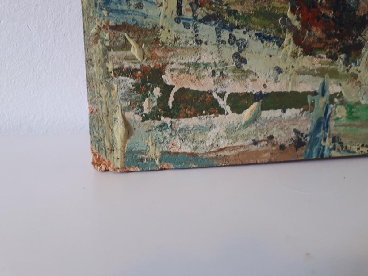Jaren 70 Origineel Vintage Schilderij Acryl Op Hardboard image 7
