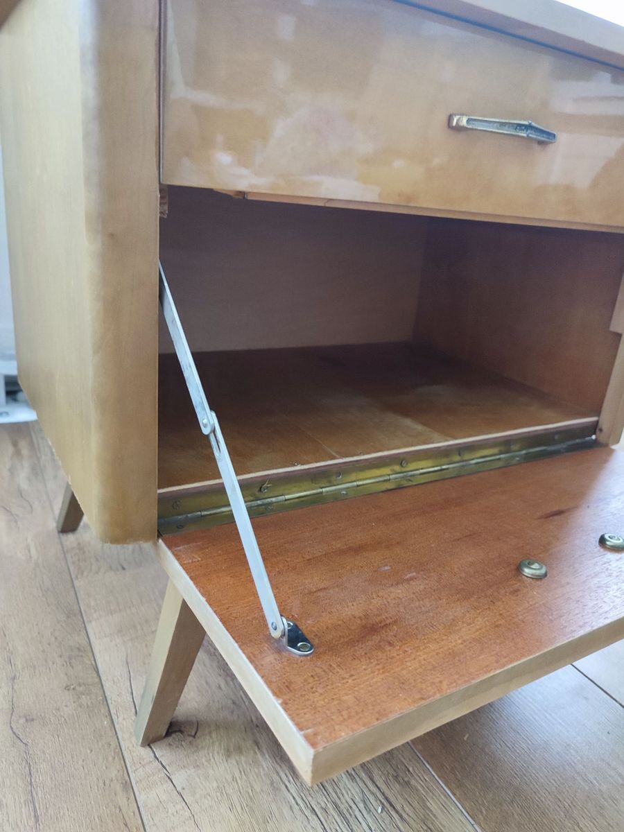 Vintage Nachtkast Bedside Table Nachtkastje Hout Lade image 11