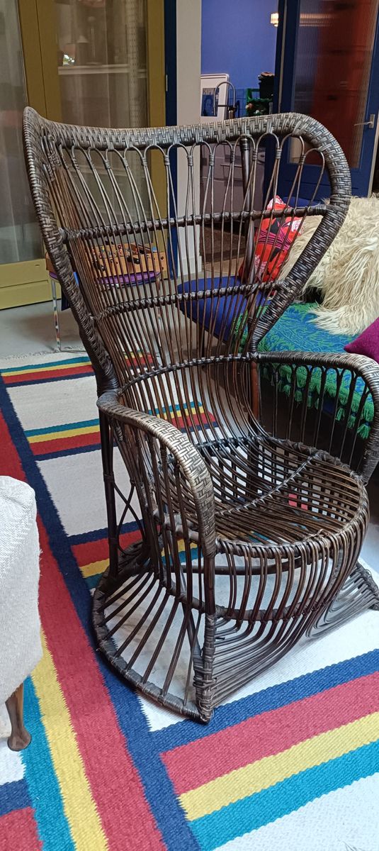 Rohé Noordwolde Rattan Peacock Chair (gio Ponti Style) Rotan Fauteuil Vintage image 5