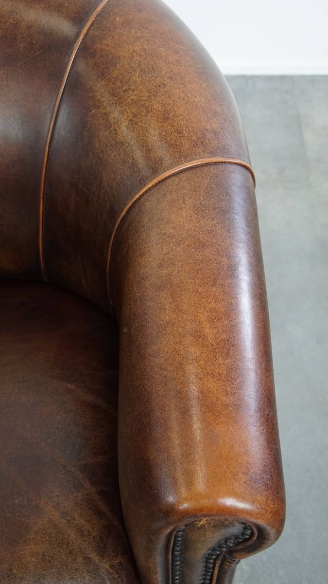 Charmante En Unieke Set Van 2 Schapenleren Clubfauteuils Met Een Comfortabele Zit image 9