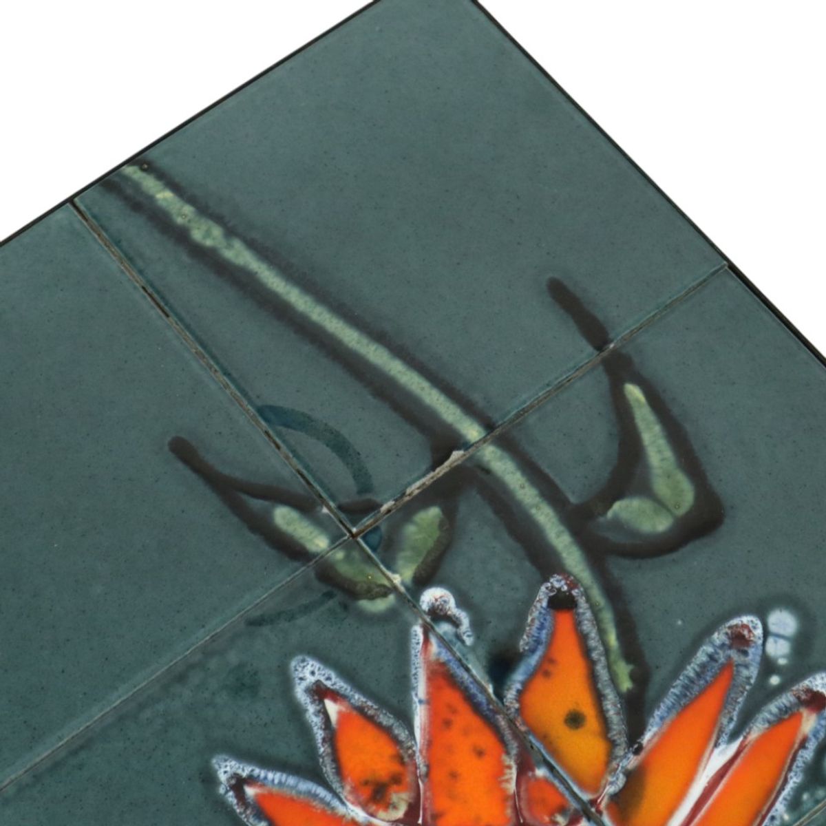 Kleine Keramische Tegeltafel Chroom Adri Belarti Oranje Bloem 47cm image 12