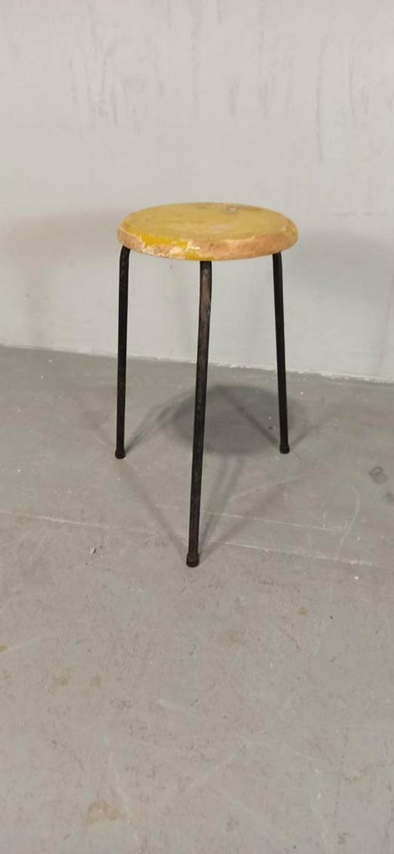 Vintage Industriëlle Kruk, Geel image 3