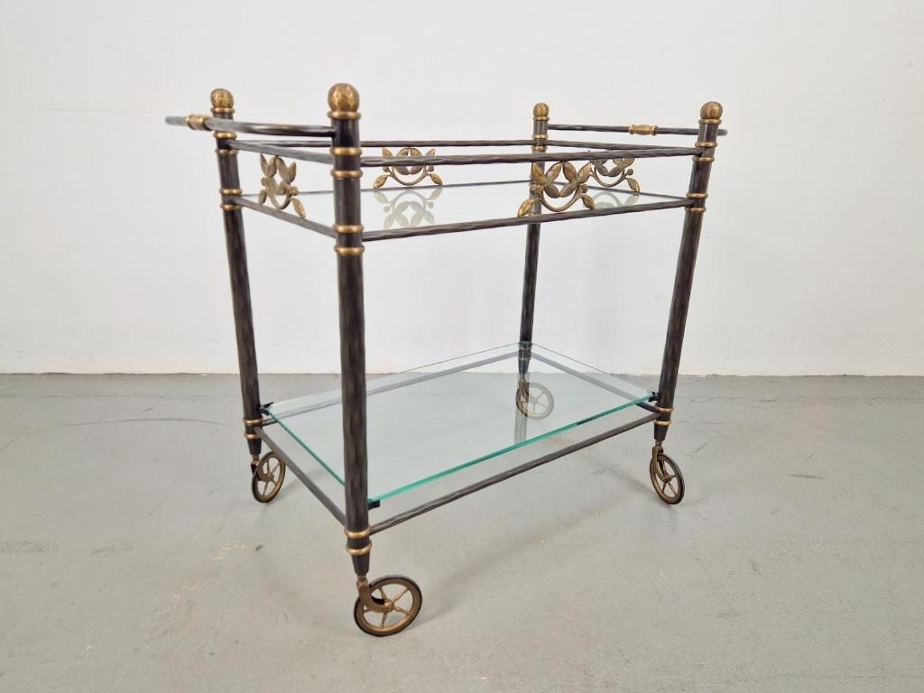 Vintage Regency Messing Metaal Bar Cart Drank Trolley Goud image 7