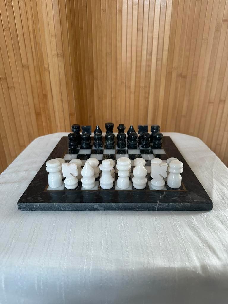 Vintage Marmeren Schaakspel Zwart/wit image 6