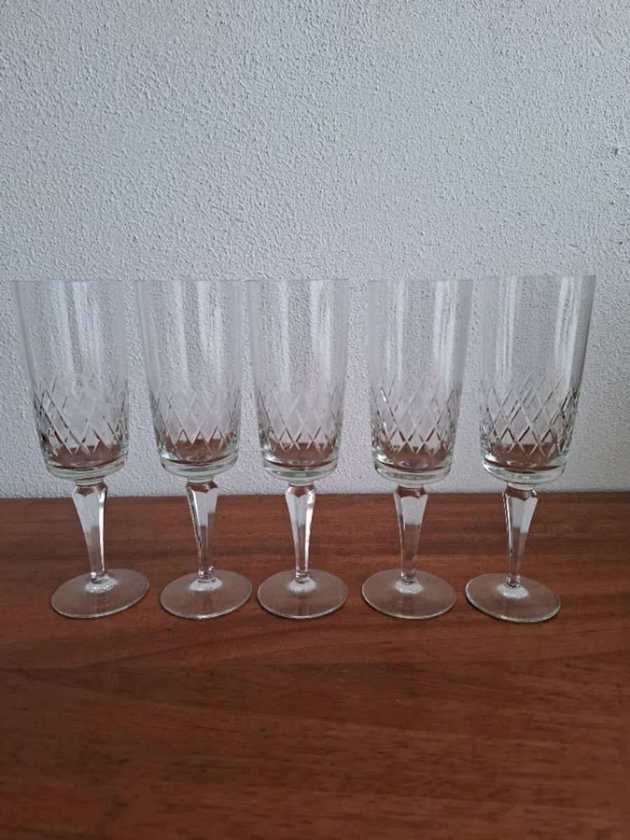 5 Hoge Champagneglazen, Kristallen Flutes, Kristallen Glazen image 13