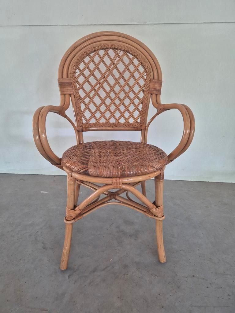 Vintage Boho Rotan Bamboe Stoel image 5