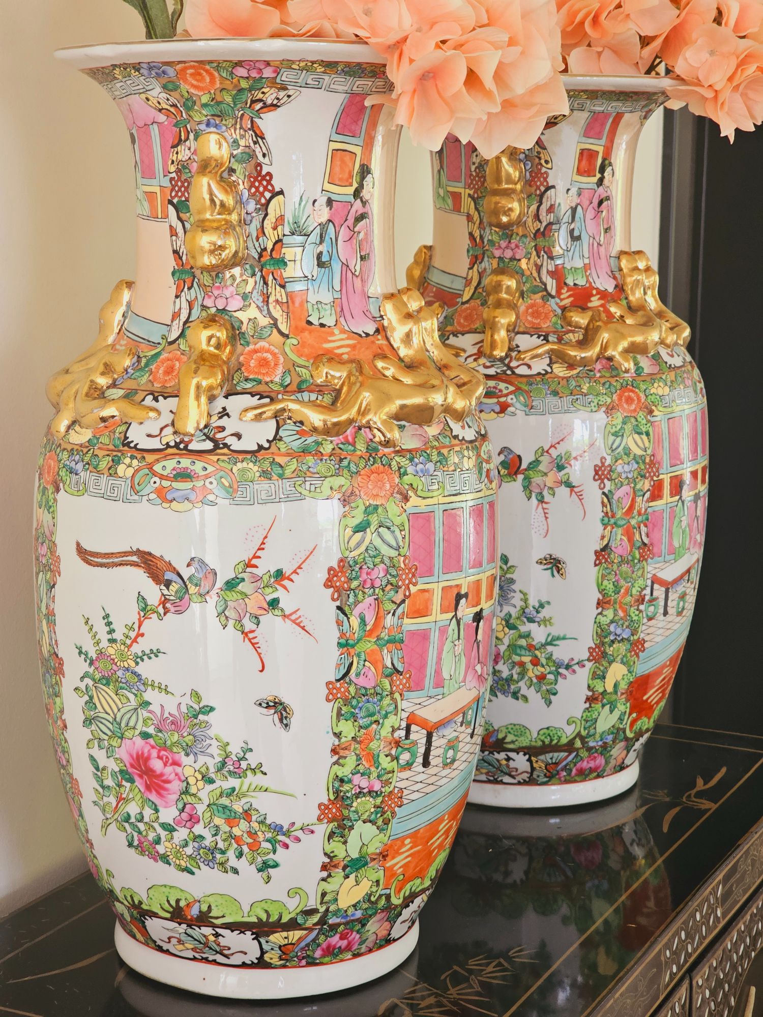 Aziatische Vazen Groot Model 46cm Kleurrijk, Set Chinese Vaas. image 3