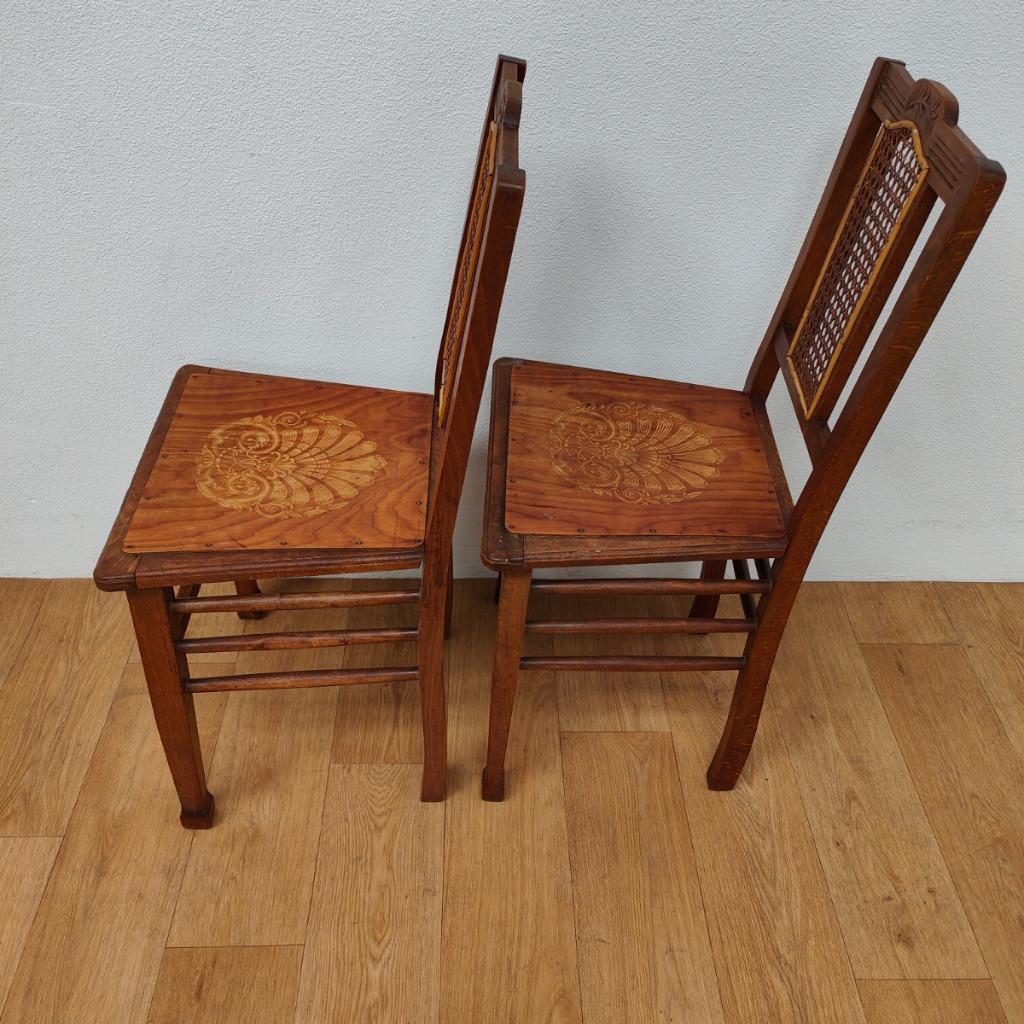 Vintage Houten Café Stoelen, Bistrostoelen, Eetkamerstoelen Set Prijs image 14