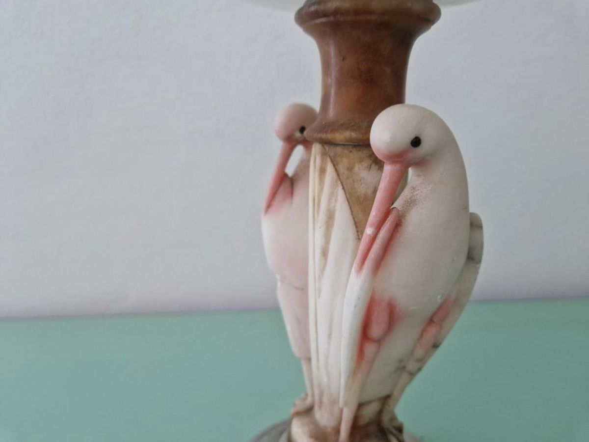 Albast Eind 19e Eeuws Tazza Schaal Met Vogels. image 2