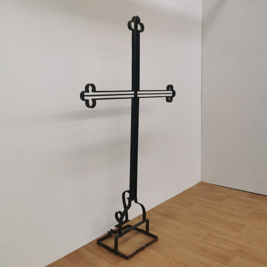 Zeer Groot Antiek Smeedijzeren Kruis Crucifix Metalen Kruis image 8
