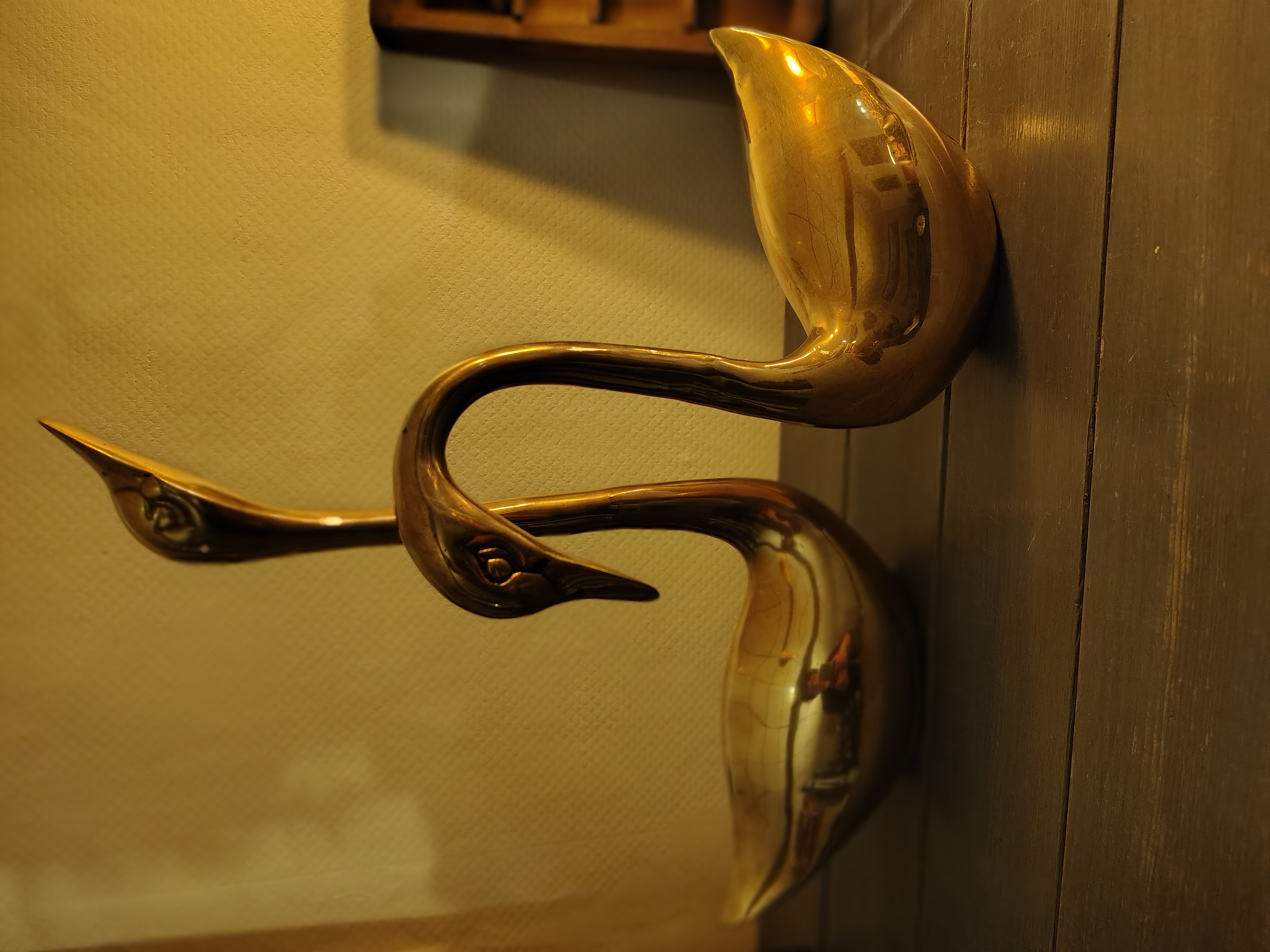 Set Van Zeer Grote (39,5 En 26 Cm) Vintage Zwanen Messing image 6