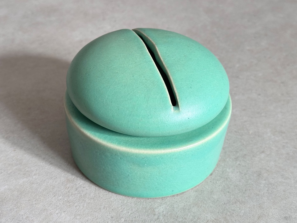 Unieke Vintage Mobach Turquoise Keramiek Dekselpot / Dekseldoos image 3
