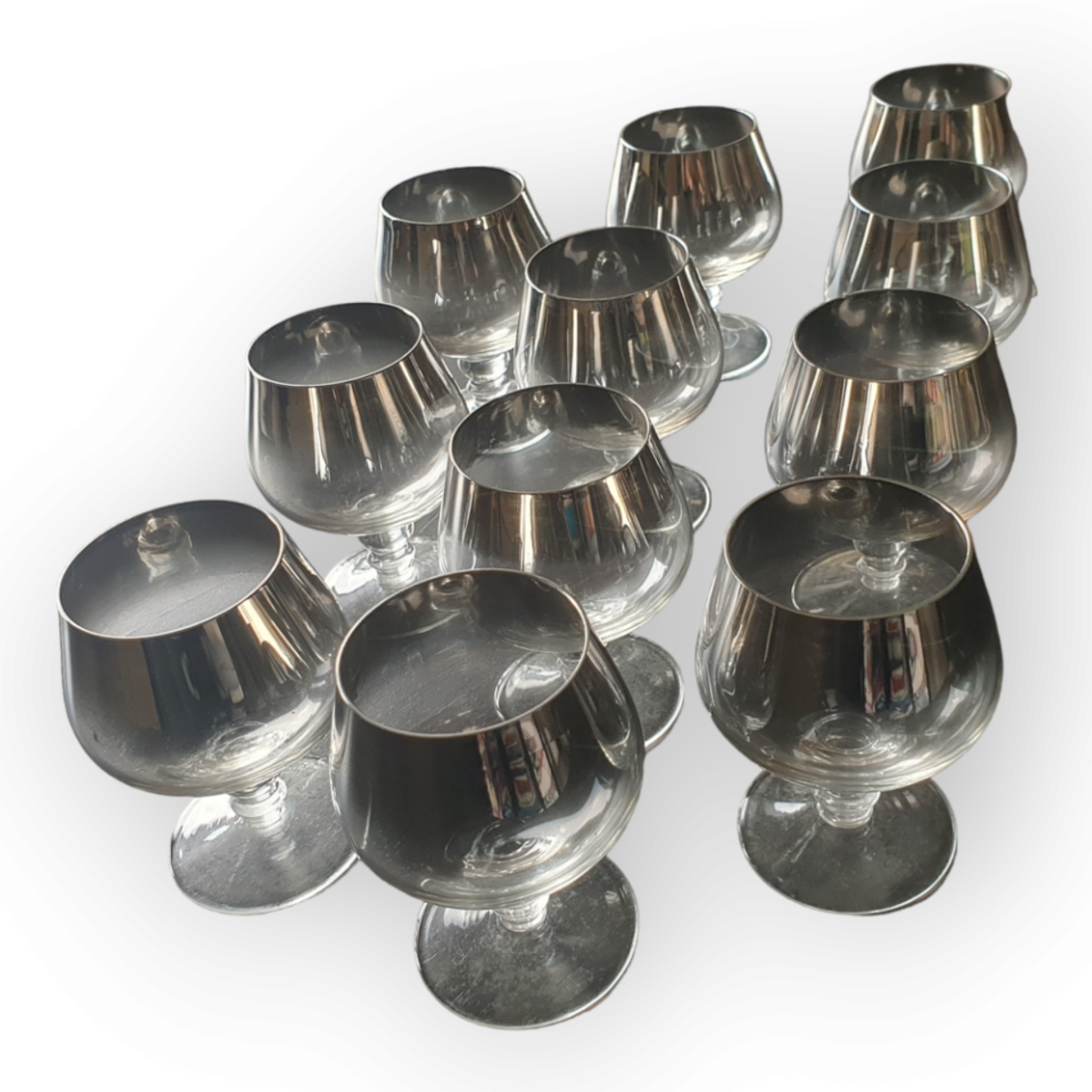 Set Van 11 Vintage Jaren 60 Zilver Ombre Cognac Glazen image 11