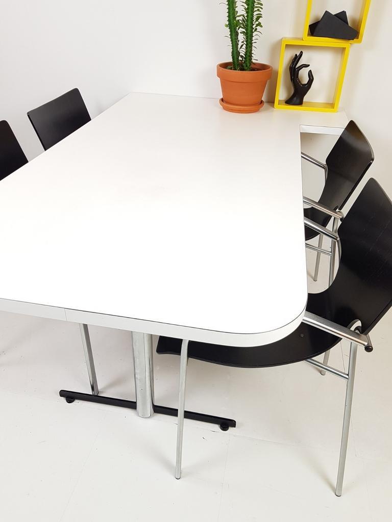 Setprijs! Vintage Witte Eettafel Zwarte Stoelen Chroom image 9