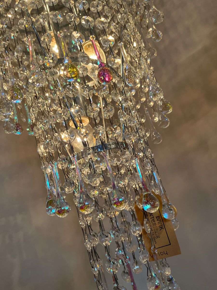 Xxl Vintage Opaline Teardrop Kroonluchter Pegels Kristal Hanglamp image 14