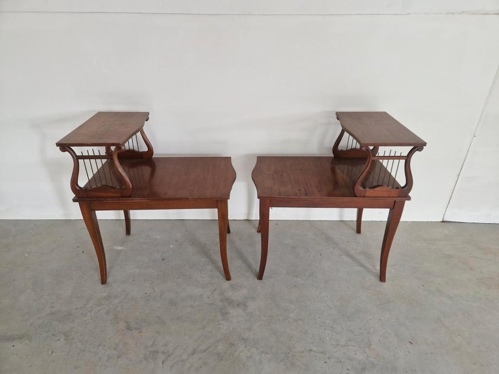 Klassiek Art Nouveau Jugendstil Harp Bijzettafeltjes. image 7