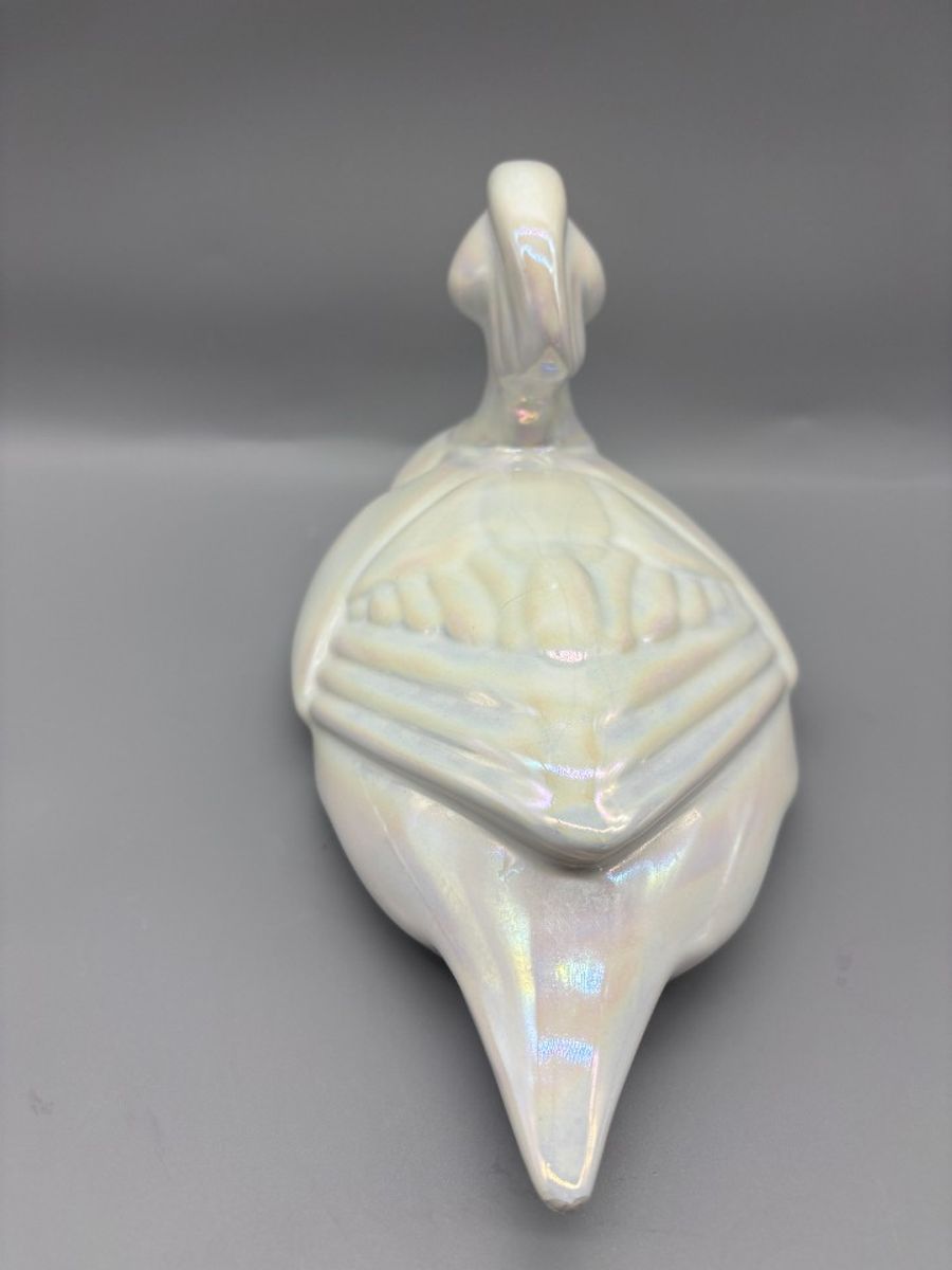 Art Deco Parelmoer Porseleinen Eend Wit Goud image 8