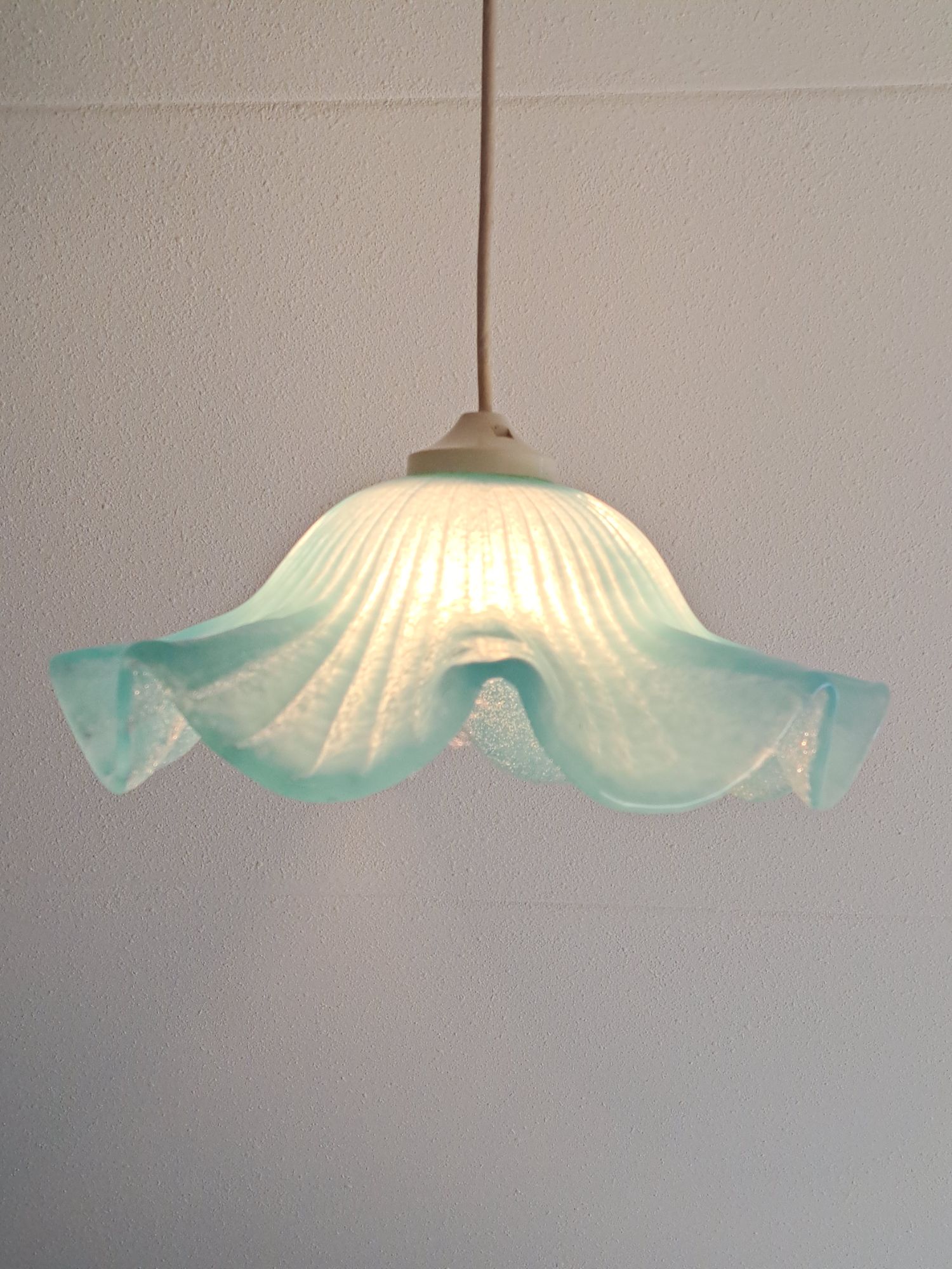 Vintage Glazen Hanglamp Blauw image 7