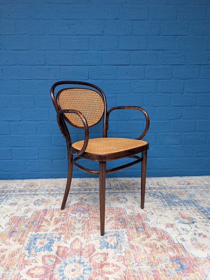 7x Vintage Rotan Stoelen, Model 215r, Thonet image 9