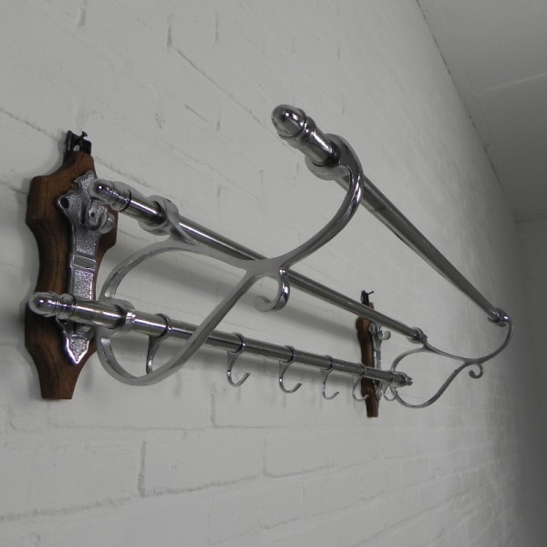 Verchroomde Art Deco Wandkapstok Met 6 Haken, Jaren 30 image 7