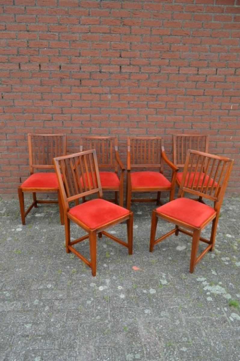 Schuitema Jugendstil Stoelen 6 Stuks Eiken Stoelen image 9