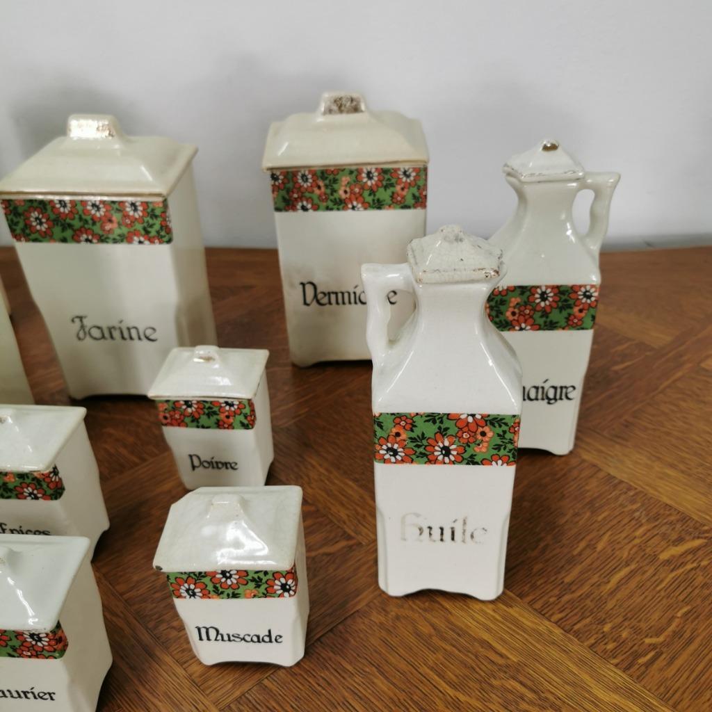 Vintage Franse Porseleinen Kruiden Potten Keuken Potjes image 8