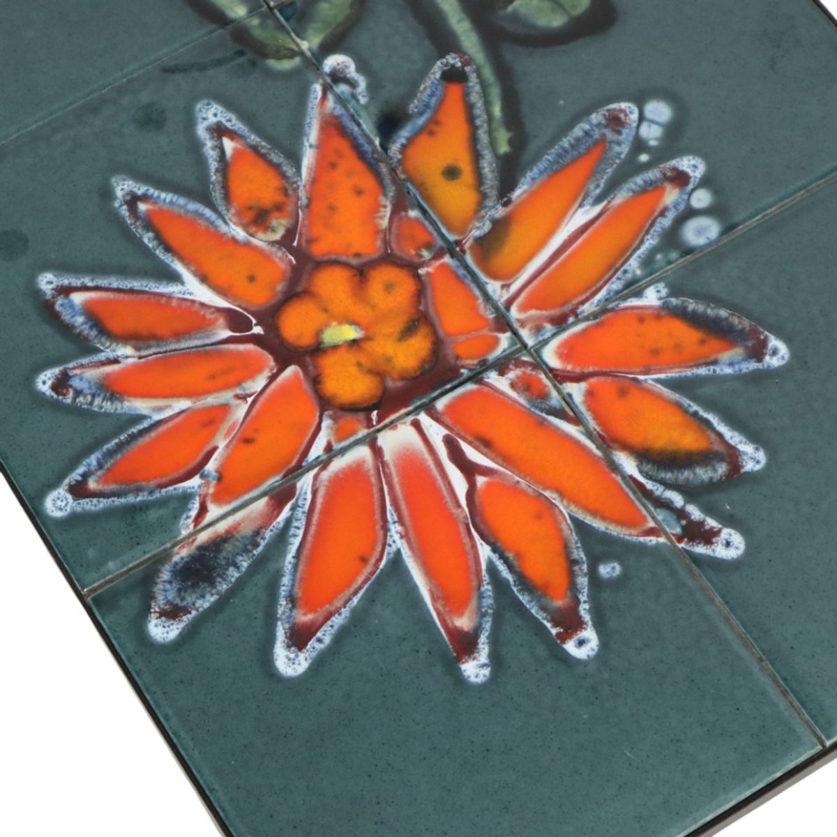 Kleine Keramische Tegeltafel Chroom Adri Belarti Oranje Bloem 47cm image 9