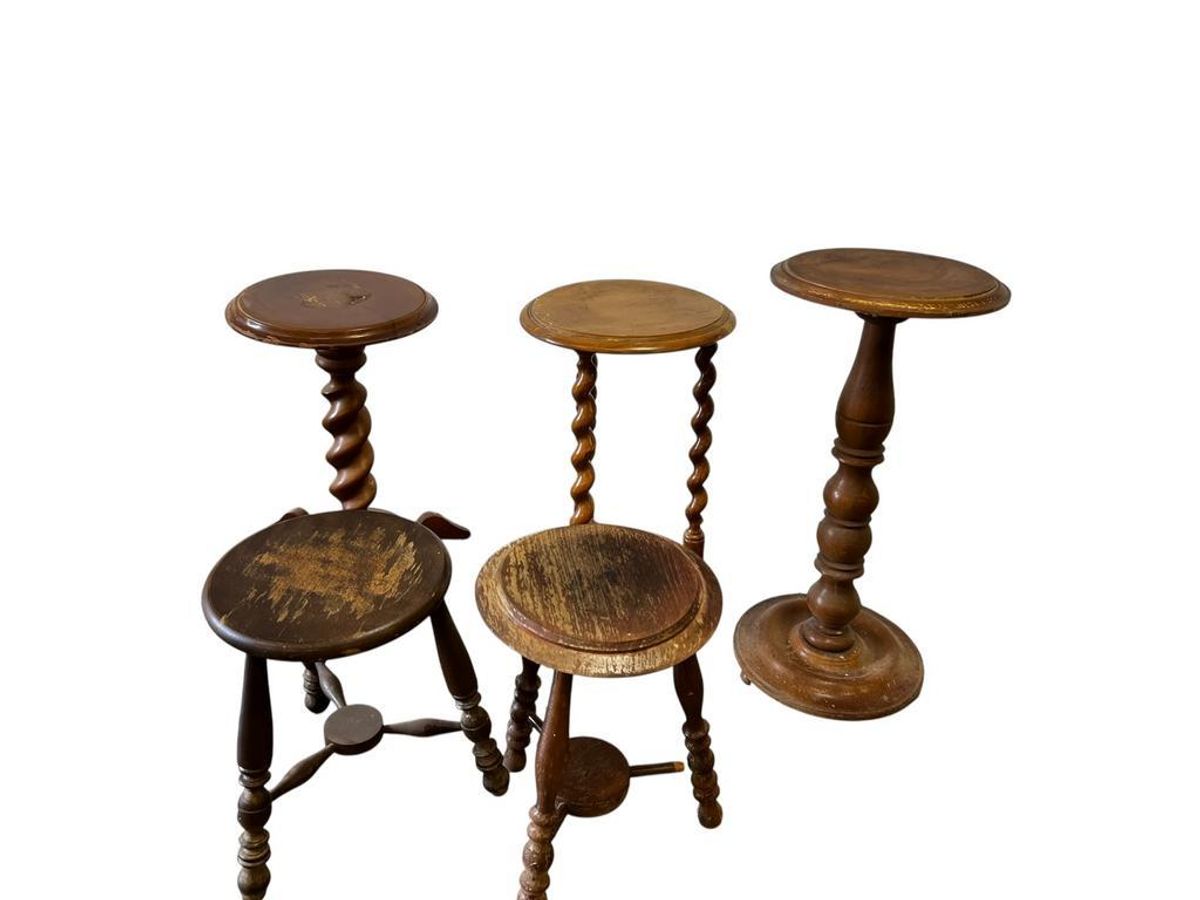 Vintage Ronde 'twisted' Bijzettafel / Plantentafel image 7