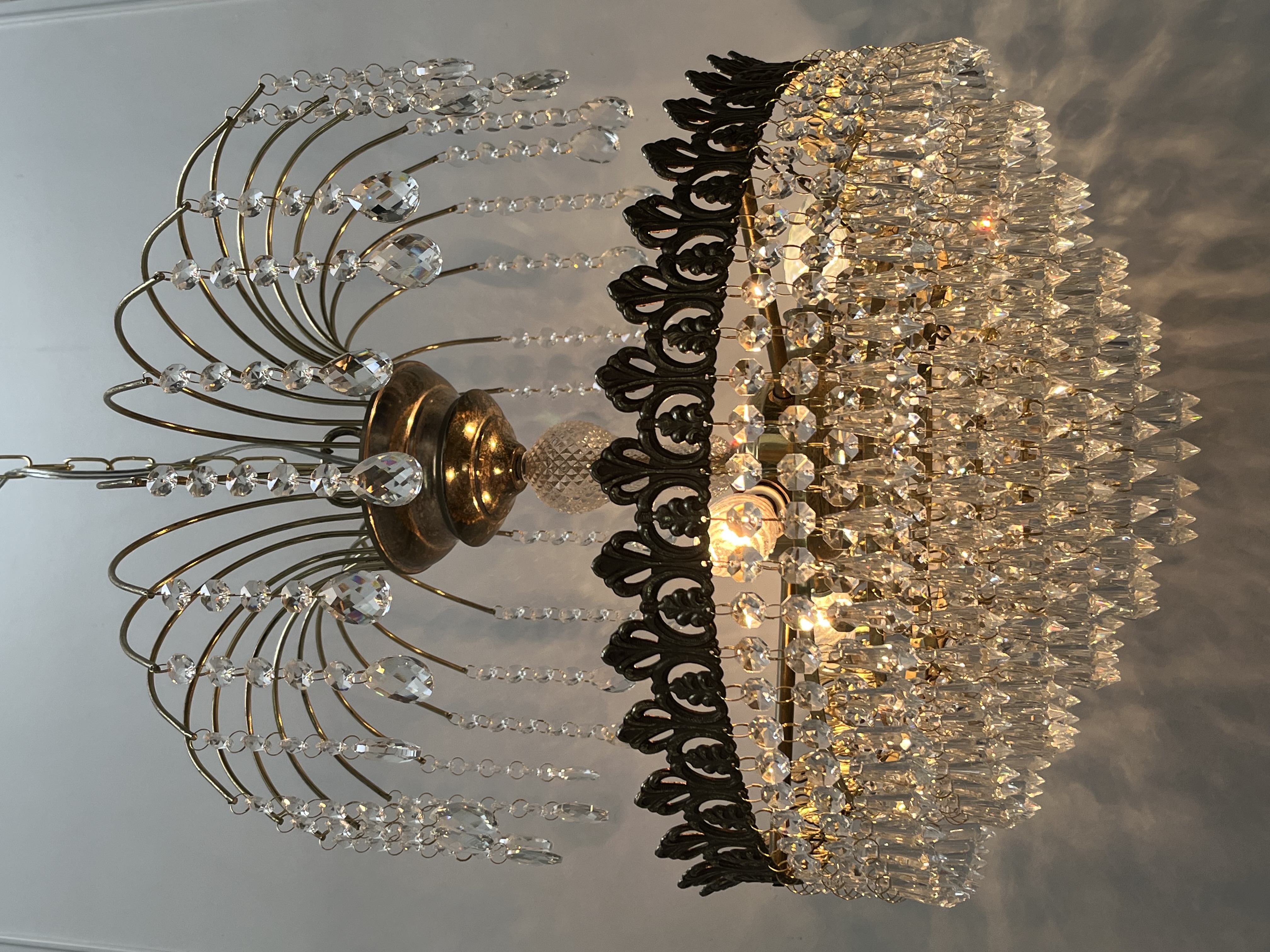 2 Stuks ! Vintage Art Nouveau Stijl Kristal Kroonluchters image 2