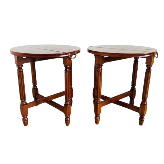 Set Hangoor Bijzettafeltjes Engelse Stijl Gelakt Vruchtenhout 1950 image 5