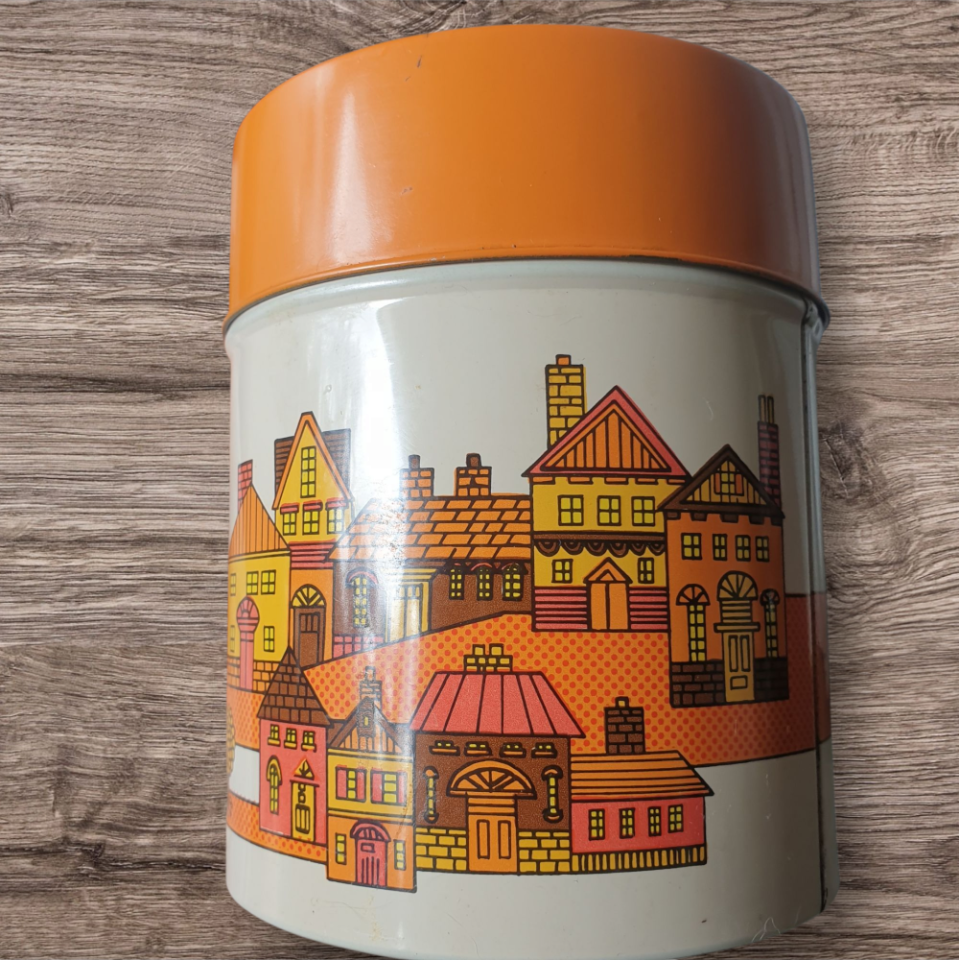 Retro Japanse Blikken Jaren 70 Oranje Bruine Huisjes 2st image 9