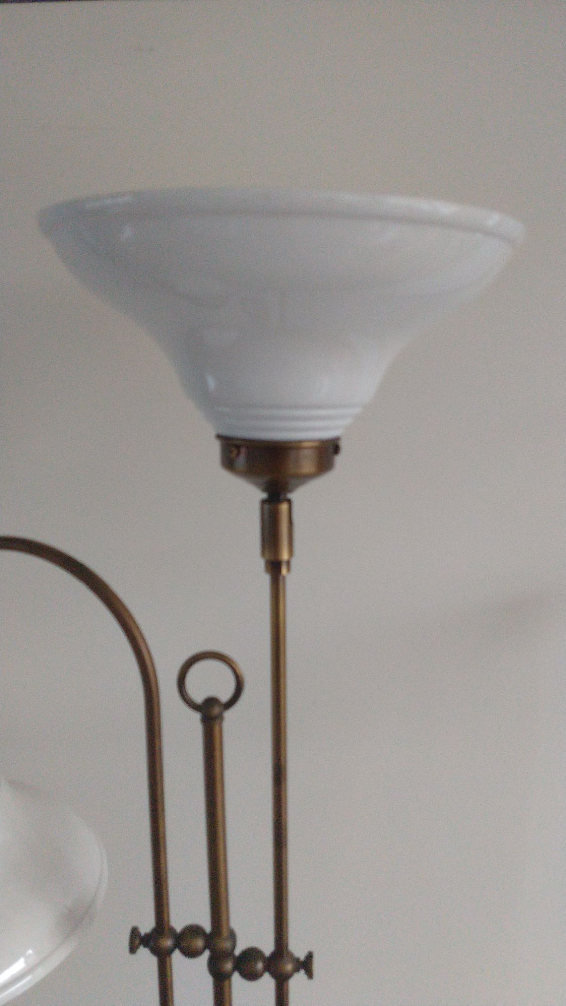 Vintage Messing Vloerlamp Met Metalen Emaille Kappen image 4