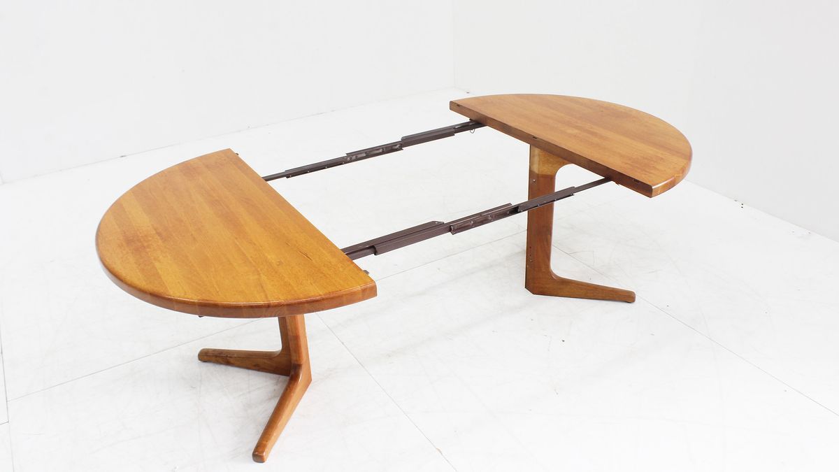 Vintage Deense Ronde Uitschuifbare Eettafel Tafel Massief Teak image 5
